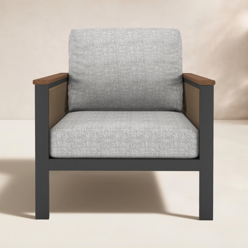 Chaise longue d'extérieur en métal avec coussins Sunbrella® Townsend, Toile granit Sunbrella®