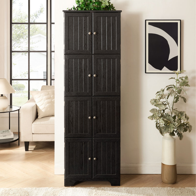 72.4" Tall Storage Cabinet Tall Storage Cabinet With 8 Doors And 4 Shelves ,Bookshelf Living Room, Kitchen, Dining Room, Office  Freestanding Storage Cabinet