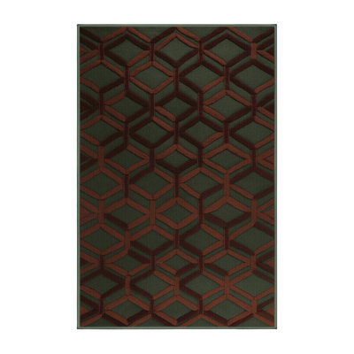 Machine Washable Trellis Green Area Rug