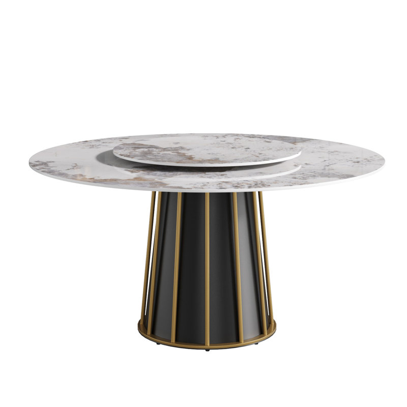 Table de salle à manger 59,92 "avec surface en pierre frittée - base en fer 31,5" pouvant accueillir 6 à 8 personnes pour les brûlures et les taches. Facile à entretenir.