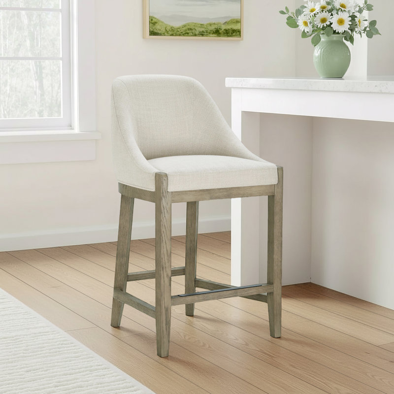 Nerina Upholstered Counter Stools (Set of 2), Effie Linen Performance Linen, 2