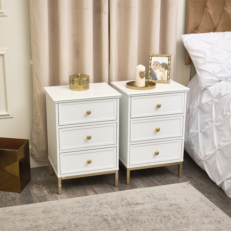 Aspasija 45cm W Solid + Manufactured Wood Bedside Table
