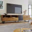 Console multimédia moderne avec porte rabattable - Meuble télé avec rangement double 80 po-1741408381