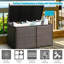 2-Tier Garden Storage Box, 2-Way Opening Rattan Deck Box Chest With Flip-Top Lid, Outdoor Weatherproof Storage Organiser With Metal Frame For Toy Cushion Poolside Patio Balcony