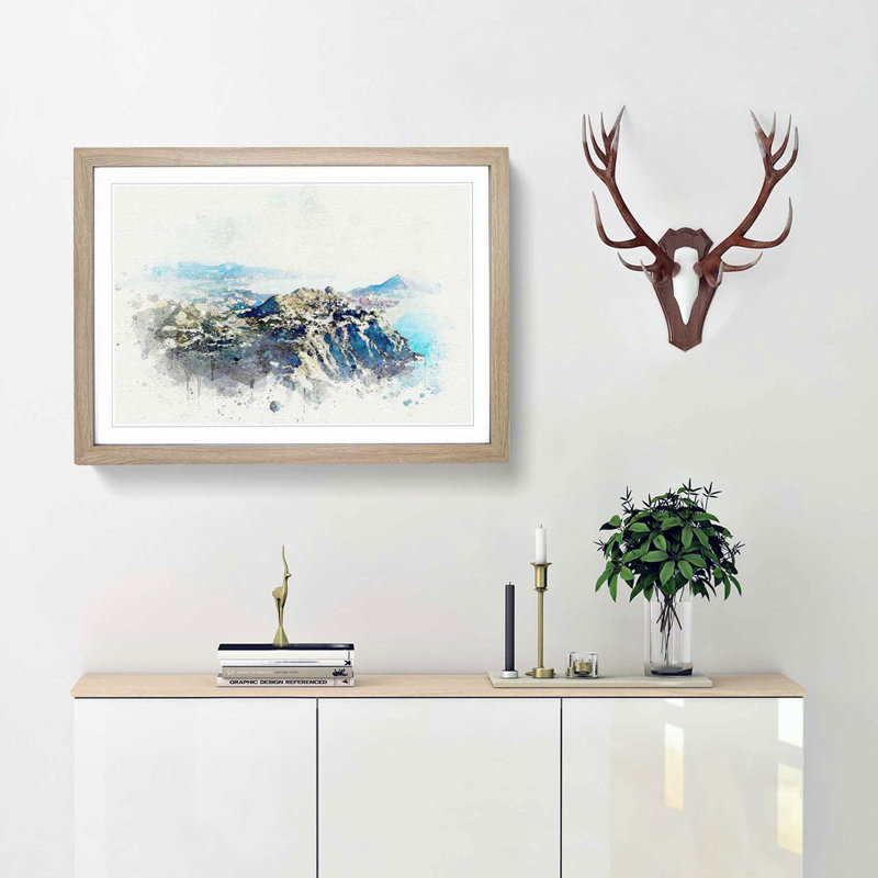 Cabo San Lucas Skyline in Mexico in Abstract - Picture Frame Graphic Art Print, Oak Framed, 36cm H x 48cm W x 2cm D