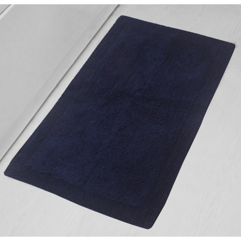 Navy Cotton Reversible Luxury Bath Rug 24" x 40"
