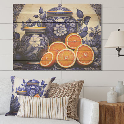 Motif floral surréel - Poterie bohème sur bois