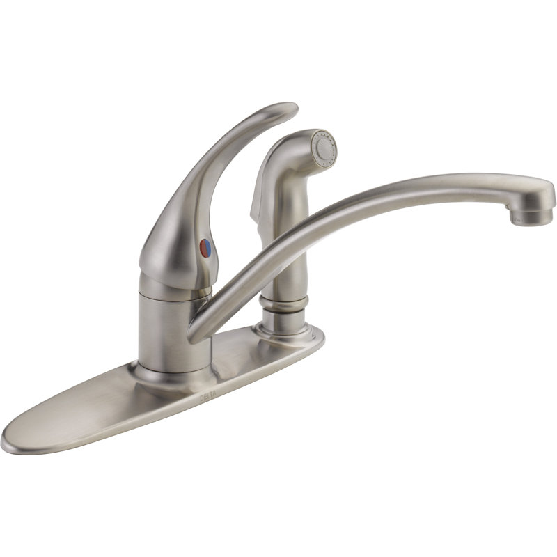 Single Handle Kitchen Faucet with Integral Spray, Brushed Nickel