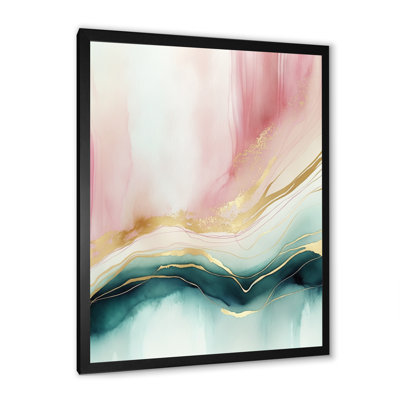 Géode abstraite rose et marbre vert II, reproduction sur toile