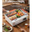 Plaque de cuisson électrique commerciale 1750 W, 53,5 x 30 cm, température réglable de 50 à 300 °C, en acier inoxydable, surface semi-rainurée pour la cuisson des steaks, avec trou d'égouttement, patins antidérapants et outils de nettoyage inclus.