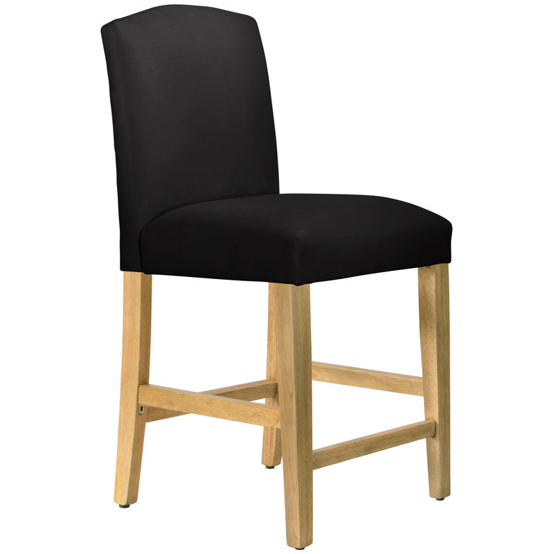 Tabouret de bar et de comptoir April, Tabouret de comptoir (siège d'une hauteur de 26 p, Velours performance noir classique