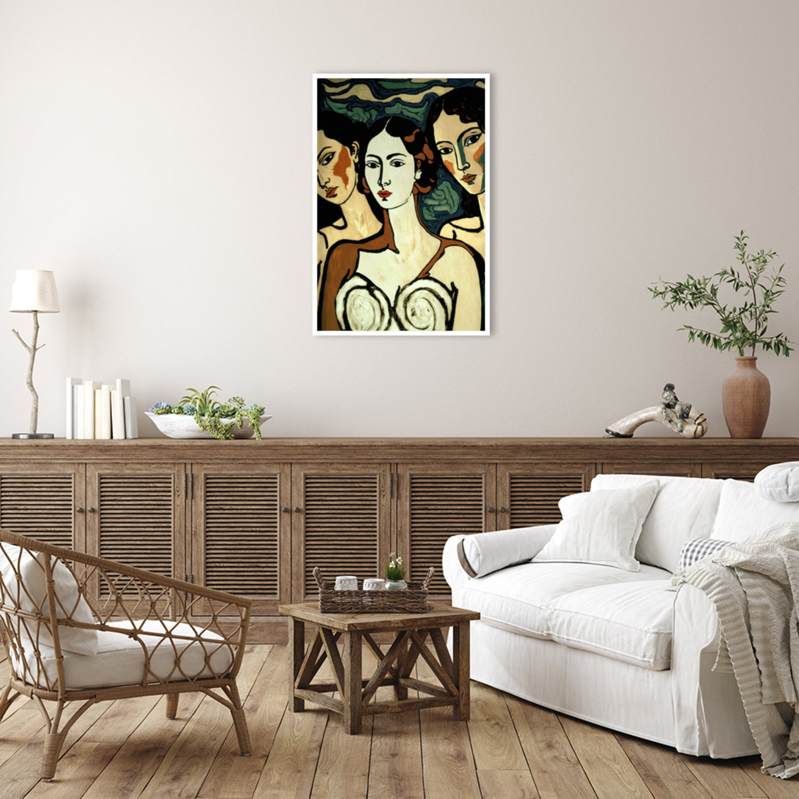 The Soul Sisters by Treechild  Wood Framed Wall Art Print, White, 41" H x 28" W
