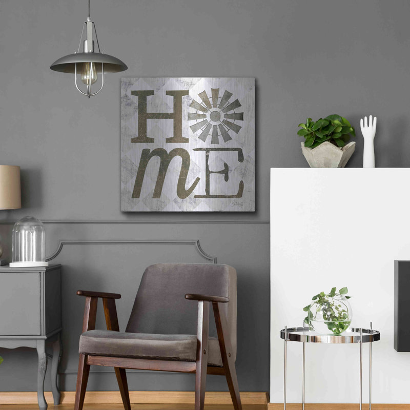 «Home with Windmill III» par Marla Rae, art mural en métal, H 24 po x l 24 po