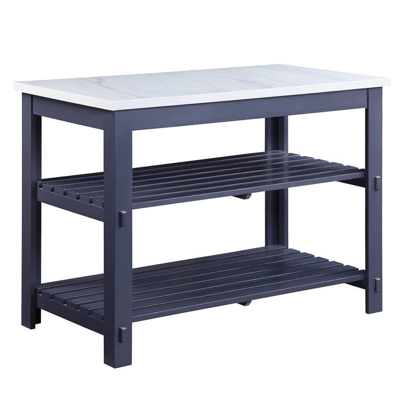 Enapay Kitchen Island In Marble Top, Gray