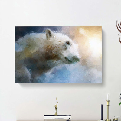 Mystical Polar Bear In Abstract - Wrapped Canvas Painting