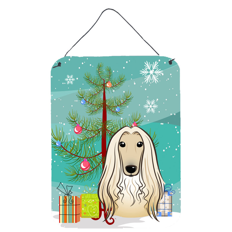 « christmas tree », impression sur plaque, H 16 po x l 12 po, Lévrier afghan