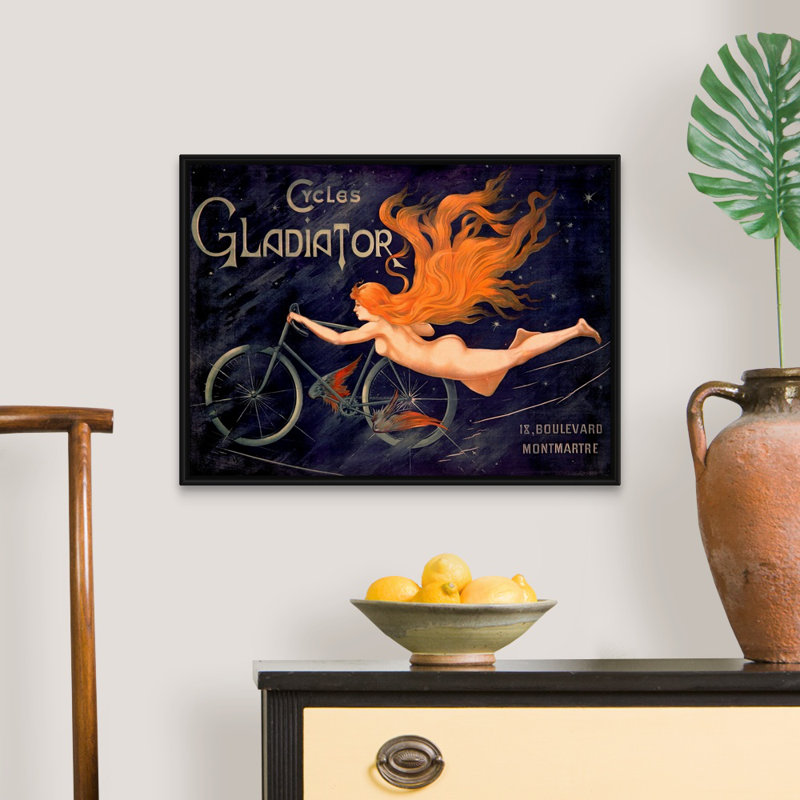 Cycles Gladiator par Georges Massias - reproduction d'art sur toile, Cadre noir, H 20 po x l 26 po x P 1,75 po