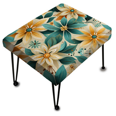 Turquoise intemporel fleurs de jardin - Repose-pieds rectangulaire botanique