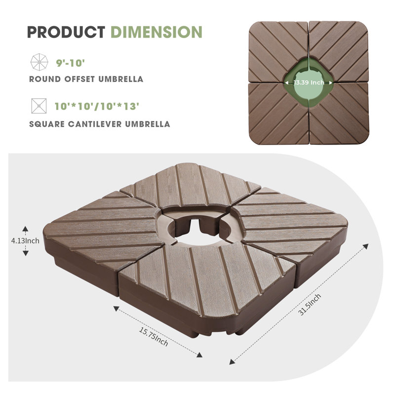 8.1kg Plastic Free Standing Umbrella Base, Brown