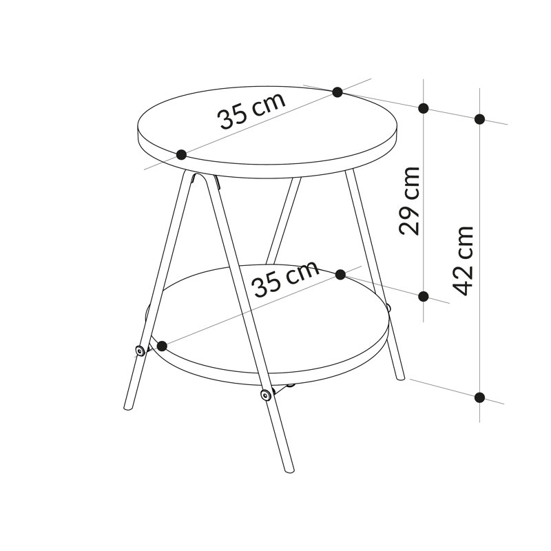 Ritzman Compact Side Table Round Top with Metal Legs, Oak