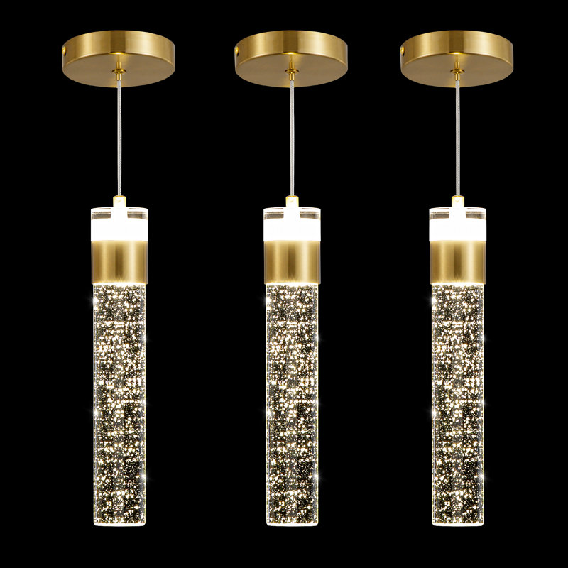 Dimmable Pendant Lights with Clear Shades, Gold
