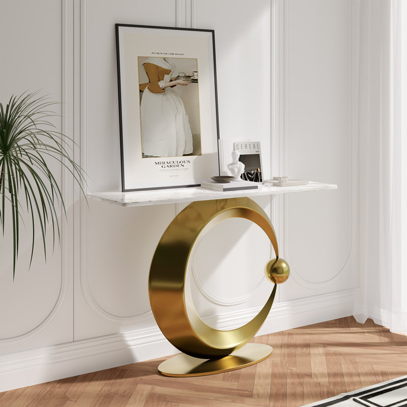 Bardou Console Table with Sintered Stone Tabletop for Entryway & Living Room, 33.07" H x 39.37" W x 15.75" D