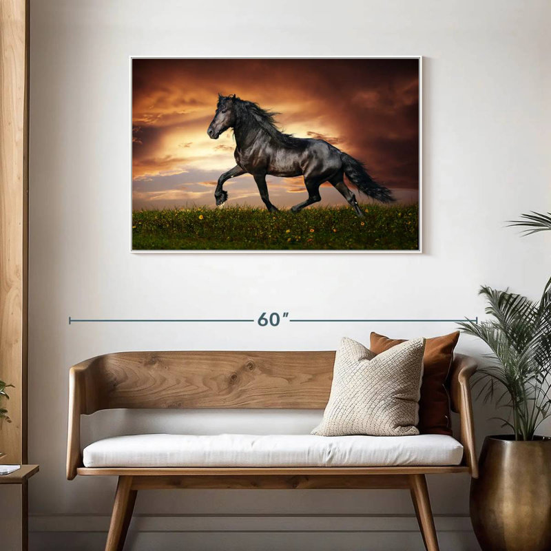Cheval baroque, Cadre flottant blanc, 43 po x 29 po