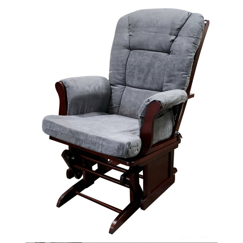 Fauteuil oscillant avec repose-pieds en microfibre et cerisier