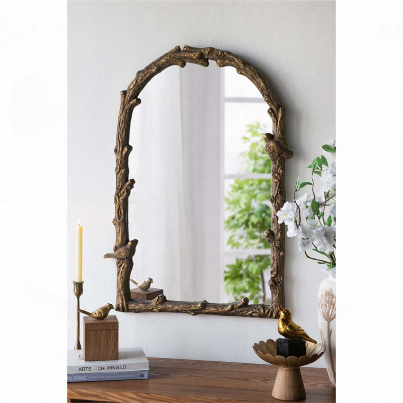 Miroir mural 24 po x 1,5 po x 34 po magnésien avec motifs botaniques et oiseaux