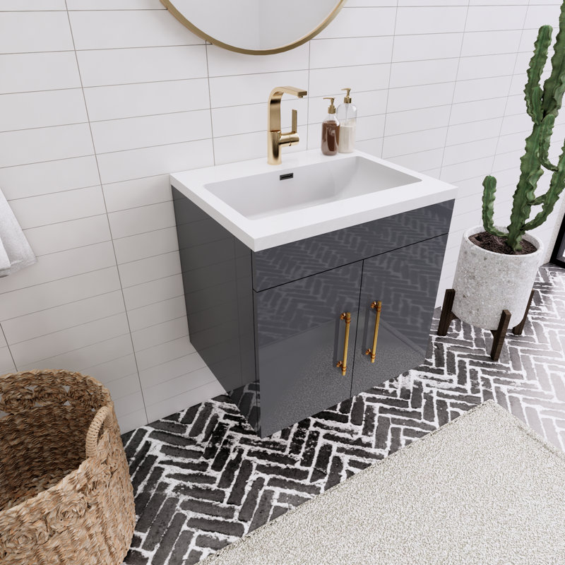 Ensemble de meuble-lavabo simple 24 po Tojuana, Gris brillant