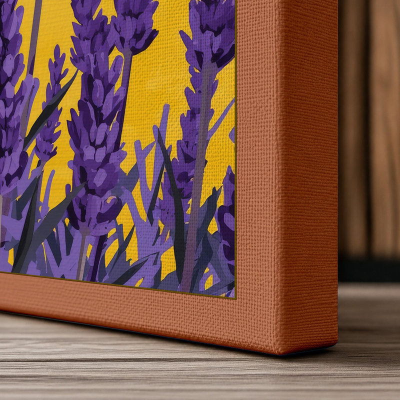 Lupines Against Gold Botanical - Wrapped Canvas, 30x20 - 76.2 x 50.8 cm, Terracotta Border