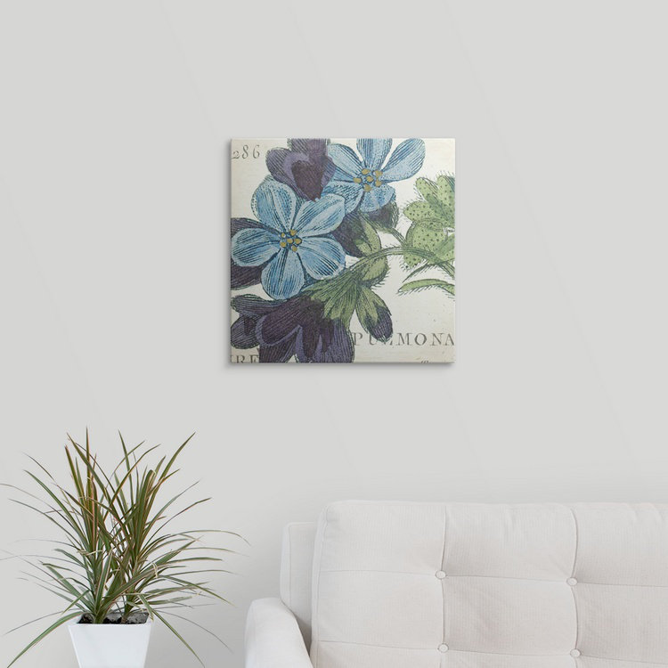 « blue floral », impression, H 35 po x l 35 po x P 1,5 po, Toile
