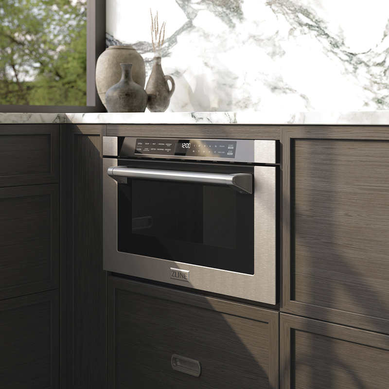 ZLINE 24 in. 1.2 cu. ft. Built-in Microwave Drawer with Traditional Handle, Stainless Steel