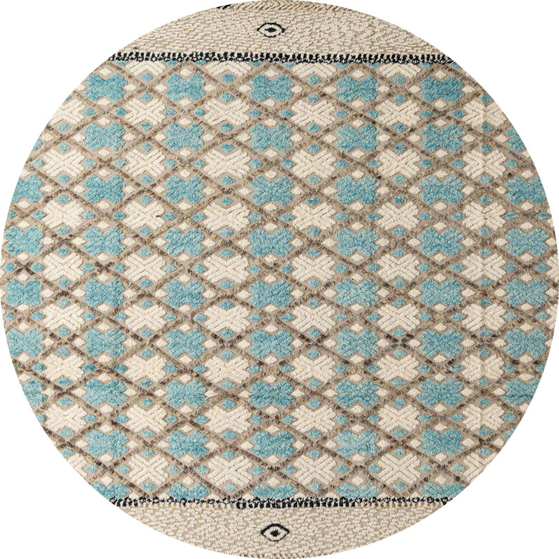 Tapis décoratif multicolore à motif abstrait, Rond 3 pi