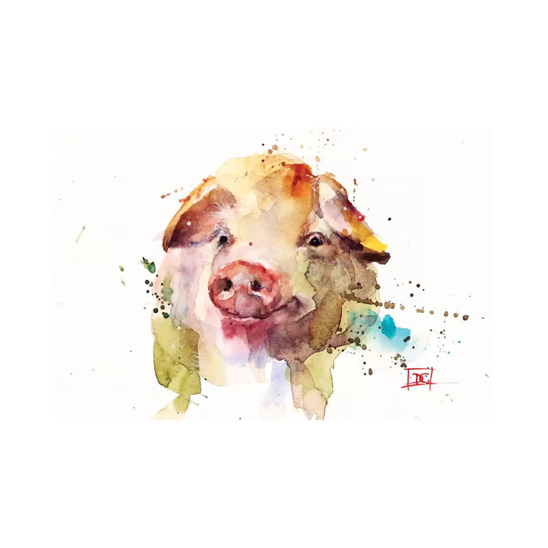 Oink 1 Piece Painting on Canvas, 66.04 cm H x 45.72 cm W x 1.91 cm D, Wrapped Canvas