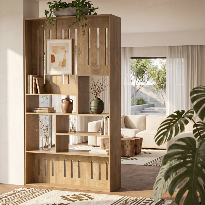 Cloison 70,9 "avec tablettes décalées, cloison de séparation murale pour la maison et le bureau