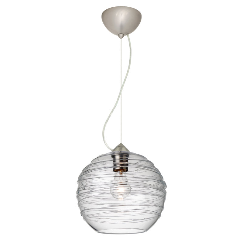 Luminaire sphère suspendu 1 lumières simple Lukens, Transparent, Bronze brossé