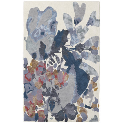 Dafney Hand Tufted Floral Area Rug in Blue/Pink/Gray