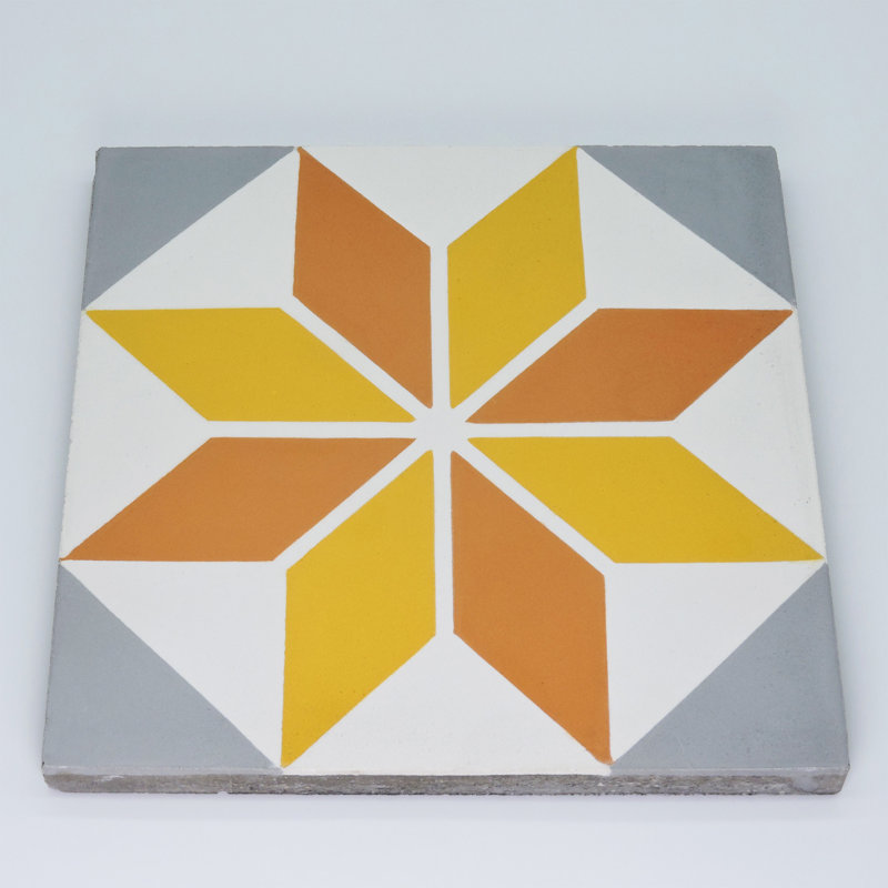 Assila 8" x 8" Cement Patterned Wall & Floor Tile, Blue/Orange