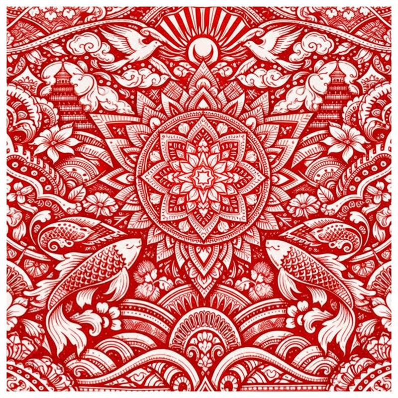 Intricate Red Mandala Art Duvet Covers, Queen