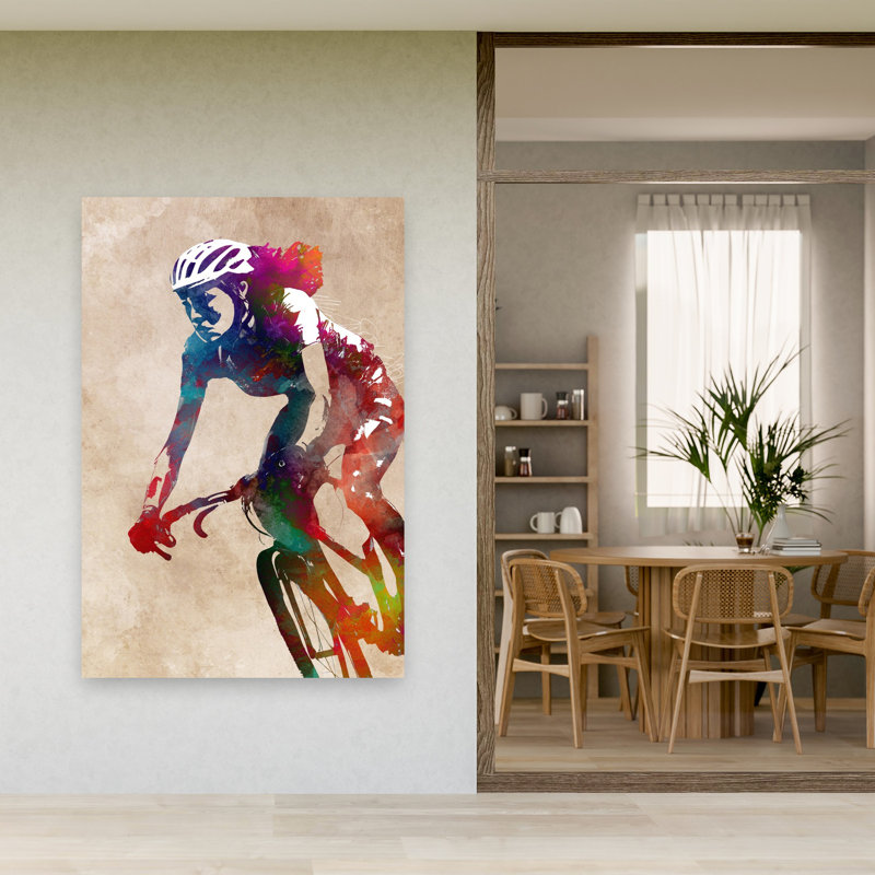 «Vibrant Cycling Spirit», art mural contemporain, 60" H x 40" W