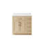 Meuble-lavabo sur pied en bois massif 36 po x H 35 po avec comptoir en marbre de culture blanc et lavabo simple en céramique, chêne-379713609-379713610