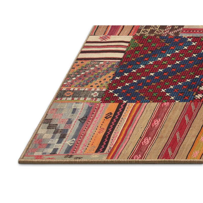 Tapis contemporain rouge / noir, Rectangle 5 pi x 7 pi