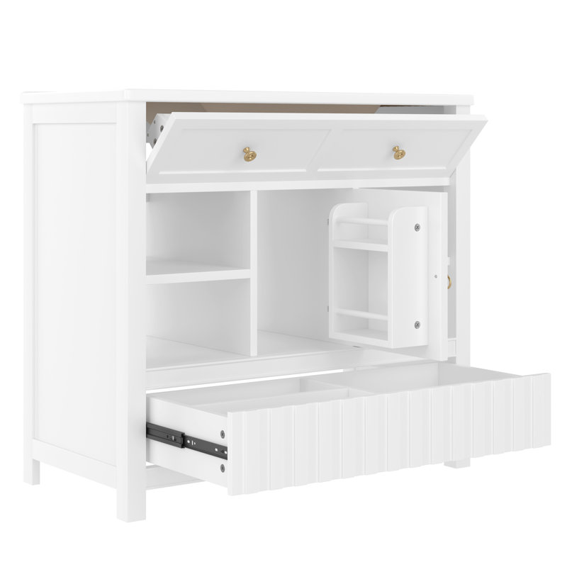 Meuble-lavabo multifonctionnel blanc avec lavabo, bois massif et panneau de fibres à densité moyenne pour les espaces modernes
