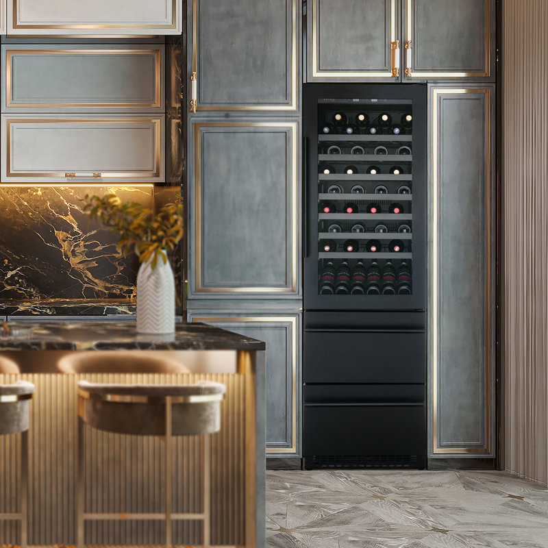 Estate 24" Black Stainless Steel Dual Zone Wine and Beverage Fridge