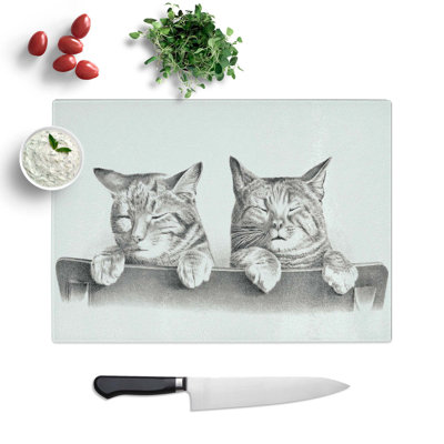Tempered Glass Cats Chopping Board