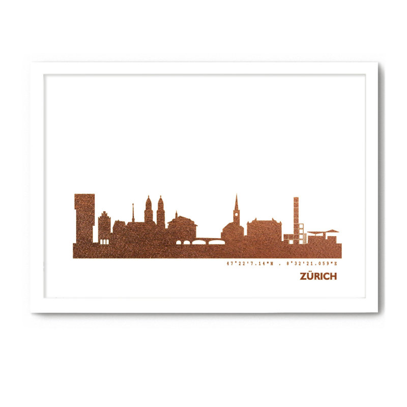 Zurich Zurich Skyline - Single Picture Frame Print, 33cm H x 43cm W x 4cm D