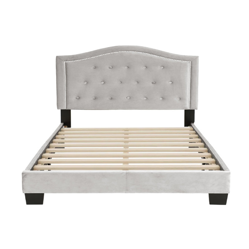 Lit plateforme tapissier Ahuva, Anthracite, Grand