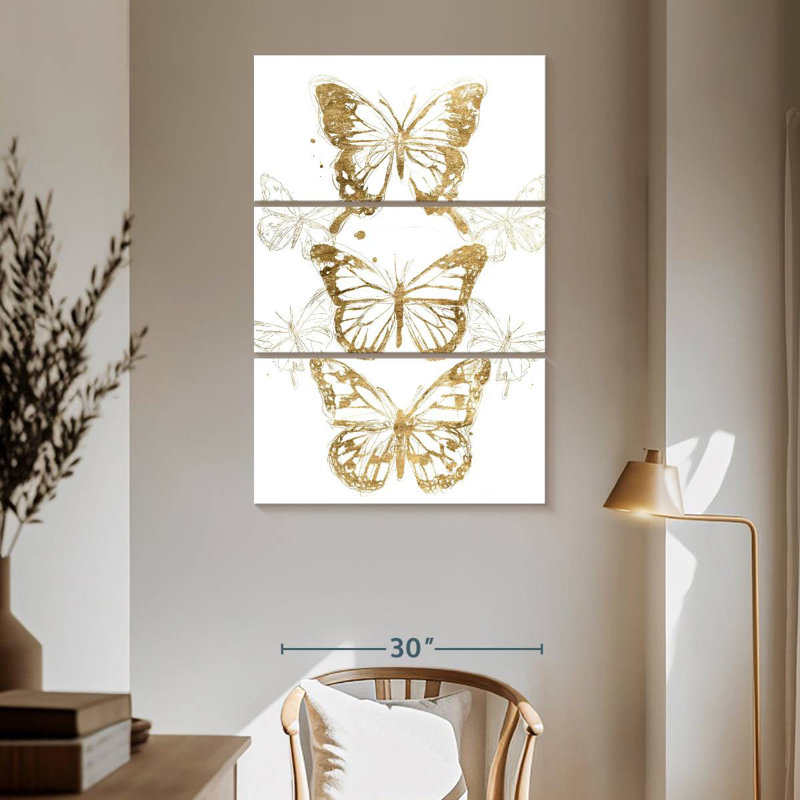 Brampt Gold Butterfly Contours I, 65" H x 42" W