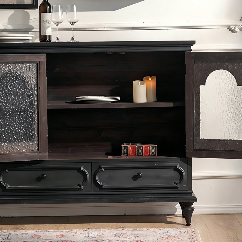 67.91"Black Vintage Pine Sideboard